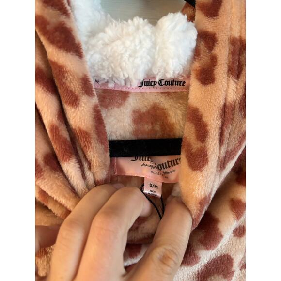 NWT Juicy Couture Leopard Throwzy Plush W/ Hood Sequin Logo S/M Pullover - Picture 5 of 5